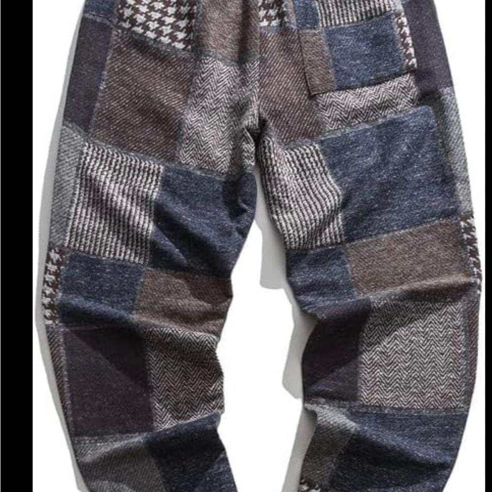 Men's Patchwork Pants - Blue and Gray - Picture 7 of 9